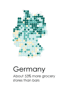 Illustration for article titled A Map Of Where Bars Outnumber Grocery Stores